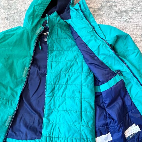 Lands' End Kids Squall Waterproof Insulated 3 in 1 Parka Green L 10-12 - Picture 9 of 14